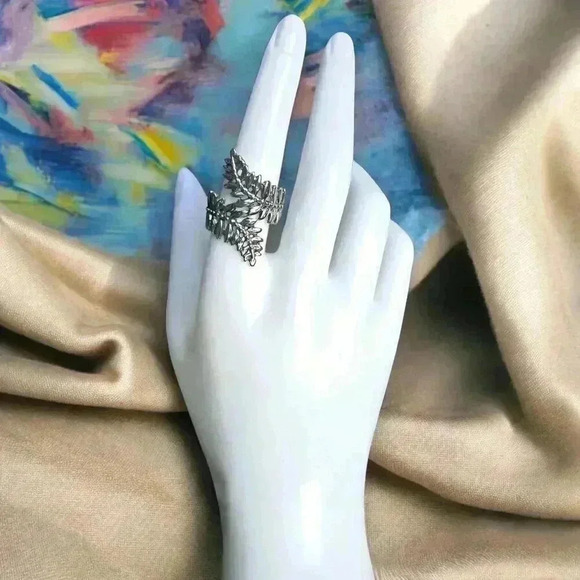 🆕️ Boho Style Adjustable Olive Leaf Ring Antique Silver Finish Fits Sizes 6-9 - Picture 9 of 14
